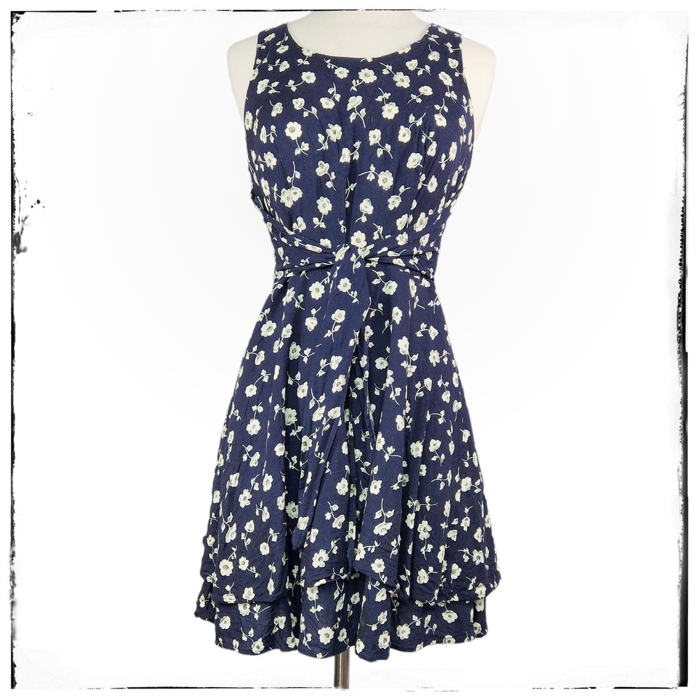 Vintage 90s Ditsy Floral Tiered Skirt with Front Tie Jamie Brooke Petite Size 10